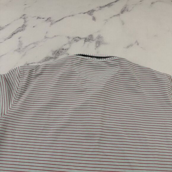 Johnnie O Mens Polo Shirt Size L Light Blue Red Striped Short Sleeve Hoover Cay - Picture 8 of 11